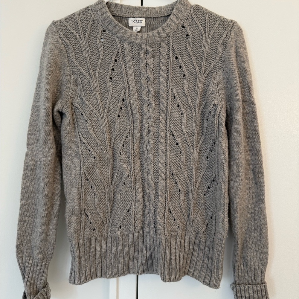 J. Crew Heather Gray Textured wool Knit Sweater